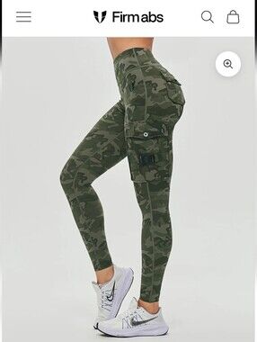 NWT Firmabs Cargo Fitness Leggings Camo Green Sz M